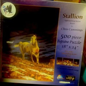 Brand new in package 500 piece jigsaw puzzle / Stallion approaching storm series